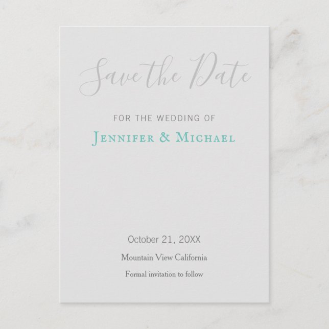 Hochzeitsdesign Modernes Design Save the Date Postkarte (Vorderseite)