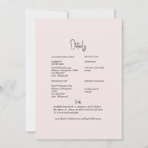 Hochzeitsdetail mit leichtem Rosa-Blumenmuster Einladung
