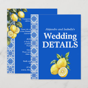 💙🍋  Hochzeitsdetails Azul & Limone Romance Begleitkarte