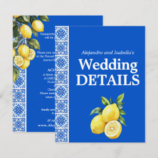 💙🍋 Hochzeitsdetails Azul & Limone Romance Begleitkarte