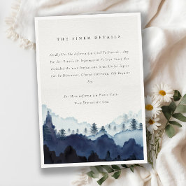 Hochzeitsdetails der Hochzeitsfeier in blauem Pini Begleitkarte