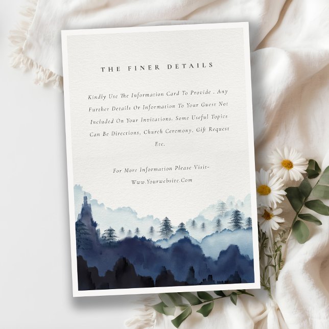 Hochzeitsdetails der Hochzeitsfeier in blauem Pini Begleitkarte (Von Creator hochgeladen)