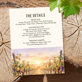 Hochzeitsdetails der Sunset Vineyard Landschaft Begleitkarte