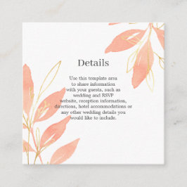 Hochzeitsdetails des Golden Peach Begleitkarte