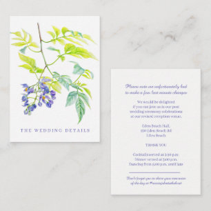 Hochzeitsdetails einfache violette Blumen Aquarell Begleitkarte
