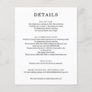 Hochzeitsdetails Einlage Flyer