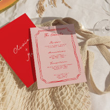 Hochzeitsdetails-Einschlusskarte in Rot + Pink