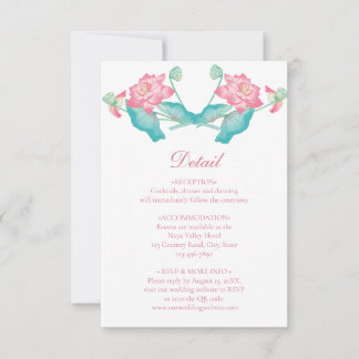 Hochzeitsdetails-Einschlusskarte Pink Lotus Einladung