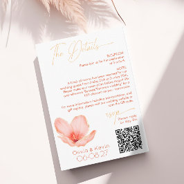 Hochzeitsdetails hellorange Blume gewölbte Foto Begleitkarte