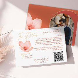 Hochzeitsdetails hellorange Blume gewölbte Foto Begleitkarte