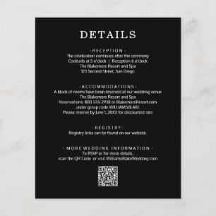 Hochzeitsdetails im QR-Code-Format Schwarz-Weiß  Flyer