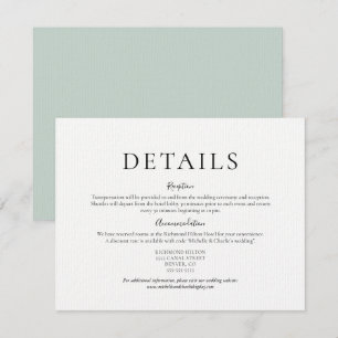 Hochzeitsdetails Informationskarte Einladung