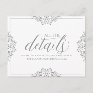 Hochzeitsdetails Karte / Info Karte Nadine (Grau