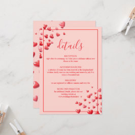 Hochzeitsdetails Karte mit roten Herzen