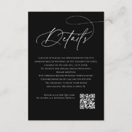 Hochzeitsdetails mit Schriftmonogramm Schwarzer QR Begleitkarte
