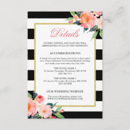 Hochzeitsdetails Moderne Schwarz-weiße Streifen Begleitkarte