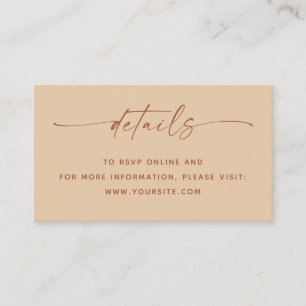 Hochzeitsdetails + QR-Code   Warm Peach Sand Einfa Begleitkarte
