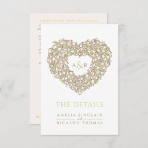 Hochzeitsdetails Tulpenbouquet-Monogramm braun Begleitkarte