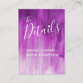 Hochzeitsdetails und lila Kundenkarte Begleitkarte