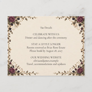 Hochzeitsdetails von Once Upon a Midnight Plum Ros Begleitkarte