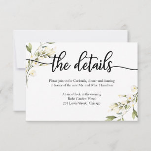 Hochzeitsdetails Weiße Creme Florale RSVP-Karte RSVP Karte