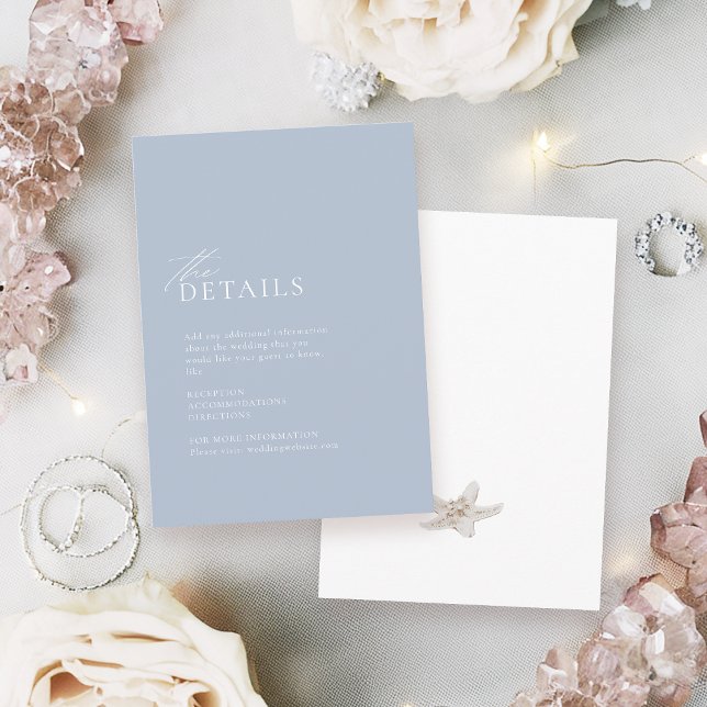 Hochzeitsdetails zum Thema blaue Ozeane Begleitkarte (Dusty blue ocean themed beach wedding details enclosure card)