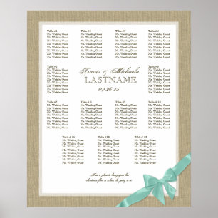 Hochzeitsdiagramm für Burlap und Bow Poster
