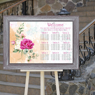 Hochzeitsdiagramm für die Hochzeitskizze in Pink Poster