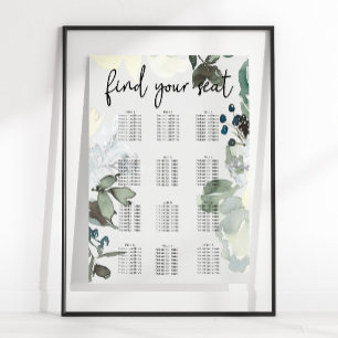 Hochzeitsdiagramm für Elfenbeinblüten Poster