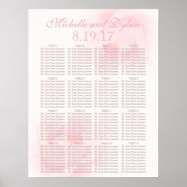 Hochzeitsdiagramm für Hochzeitssitze mit hellrosa Poster