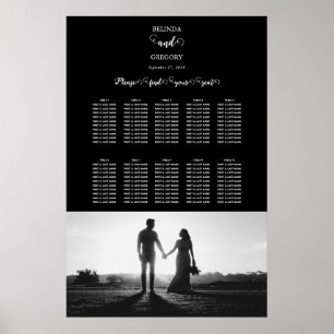 Hochzeitsdiagramm für Schwarz-Weiß-Script-Fotos Poster