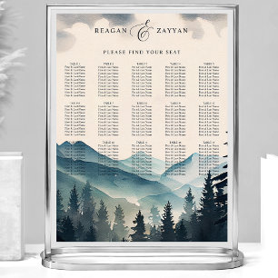 Hochzeitsdiagramm für Wasserfarben-Pine Poster