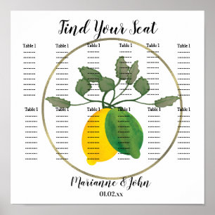 Hochzeitsdiagramm für Wasserfarbenfolie Poster