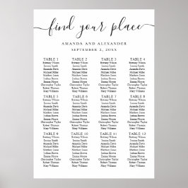 Hochzeitsdiagramm mit Schwarzweiß-Schrift Poster