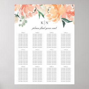 Hochzeitsdiagramm mit weichem Pfirsichfarben Poster