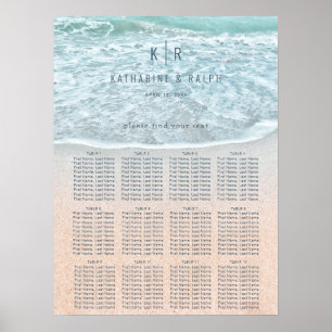 Hochzeitsdiagramm zum tropischen Meer und Sandstra Poster
