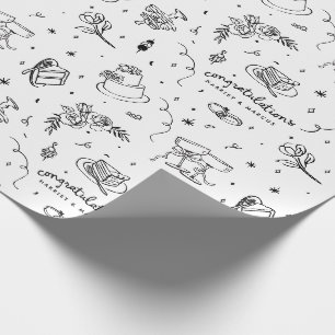 Hochzeitsdoodles anpassbares Design Geschenkpapier