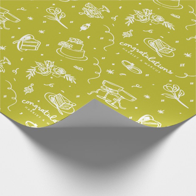 Hochzeitsdoodles anpassbares Design Geschenkpapier (Ecke)