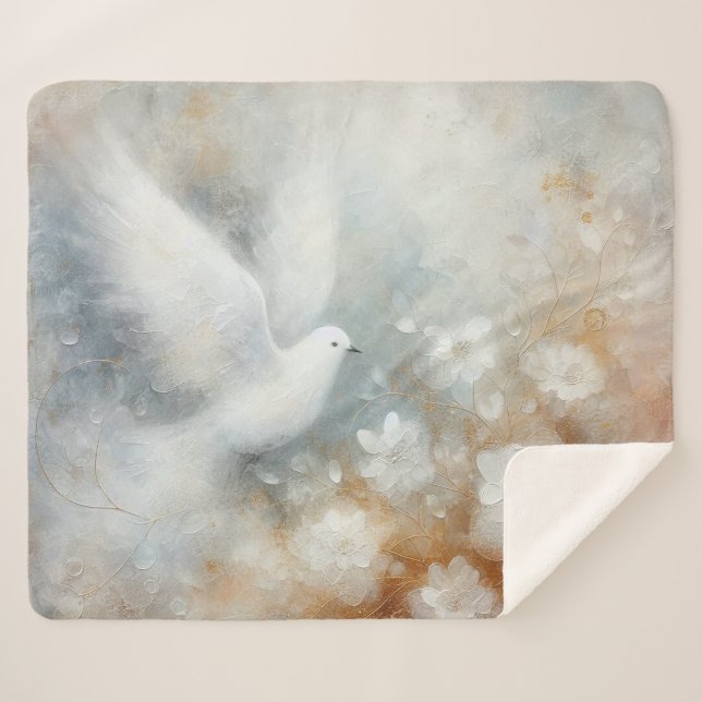 Hochzeitsdove Floral Sherpa Blanket Sherpadecke (Vorderseite (Horizontal))