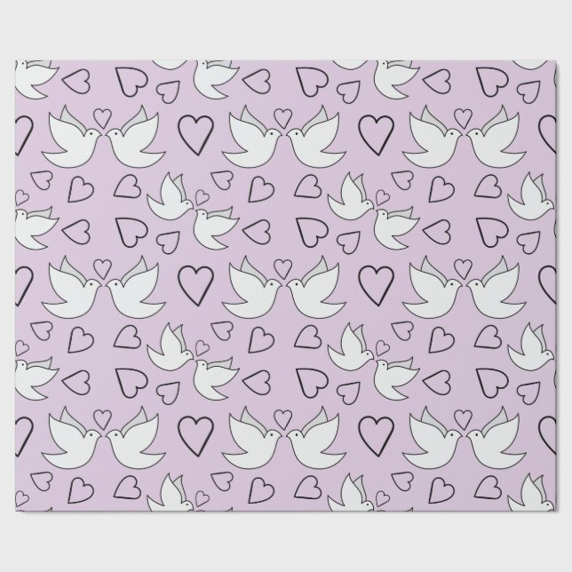 Hochzeitsdoves, Herz für Hochzeitsfeier nahtlos Geschenkpapier (Saum)