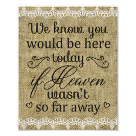 Hochzeitsdruck in Burlap- und Lace-Memorial Fotodruck