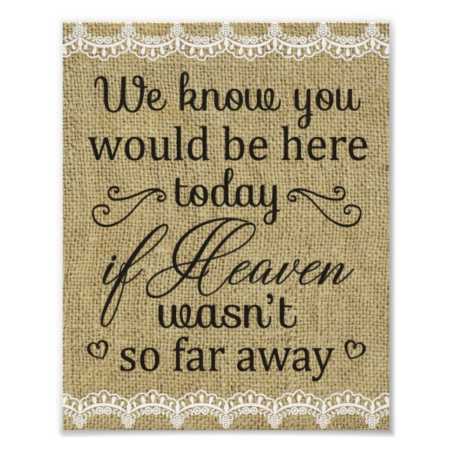 Hochzeitsdruck in Burlap- und Lace-Memorial Fotodruck (Vorne)