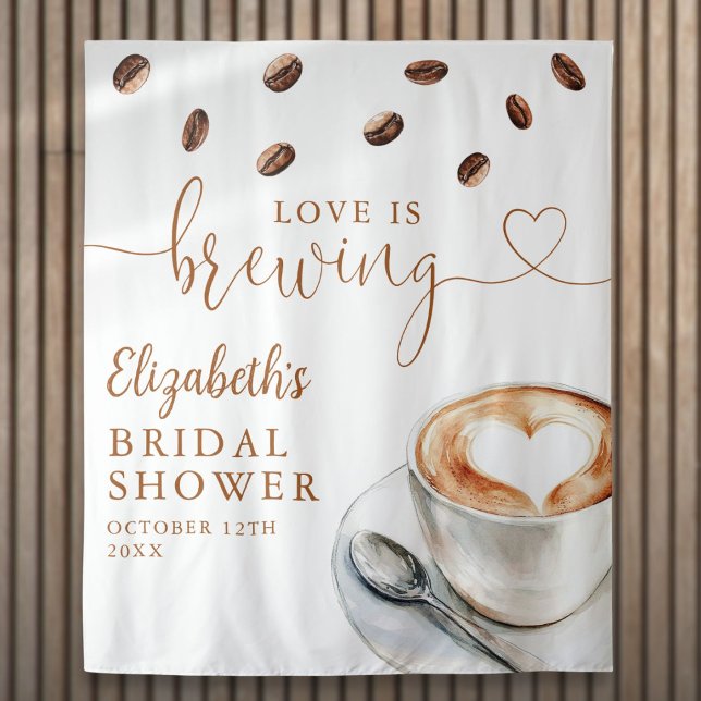 Hochzeitsdusche-Fotohintergrund 'Liebe ist am Brod Wandteppich (Love Is Brewing Bridal Shower Photo Backdrop)
