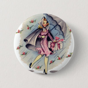 Hochzeitsdusche-Gast im Vintage-Stil Button