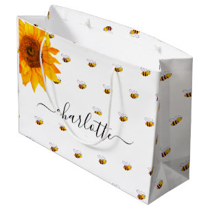 Hochzeitsdusche Hummeln rustikale Sonnenblume Name Große Geschenktüte