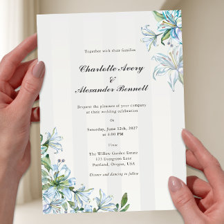 Hochzeitseinladung Acryl Blau Lilie Elegant Acryleinladungen