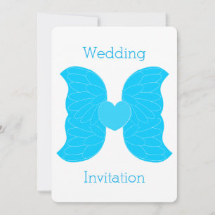 Hochzeitseinladung Blue Angel Wings Herzdesign Einladung