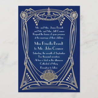 Hochzeitseinladung Blue night & silber Einladung