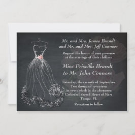 Hochzeitseinladung Chalkboard, stilisiertes Kleid Einladung