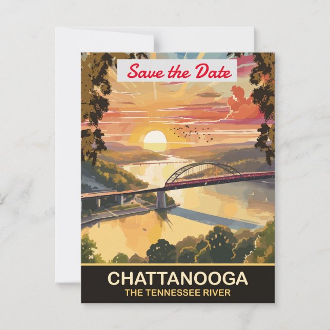 Hochzeitseinladung Chattanooga Tennessee River Save The Date (Vorderseite)